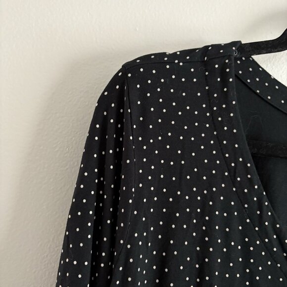 J. Jill Women Plus SZ 2X Black Polka Dot Stretch V-Neck 3/4 Sleeve Pullover Top - Picture 5 of 10